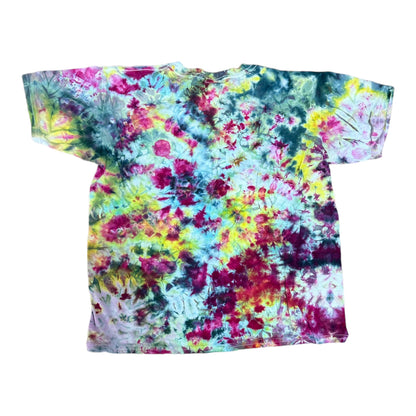 Youth XL Yellow Fuchsia and Black Scrunch Ice Dye Tie Dye Shirt