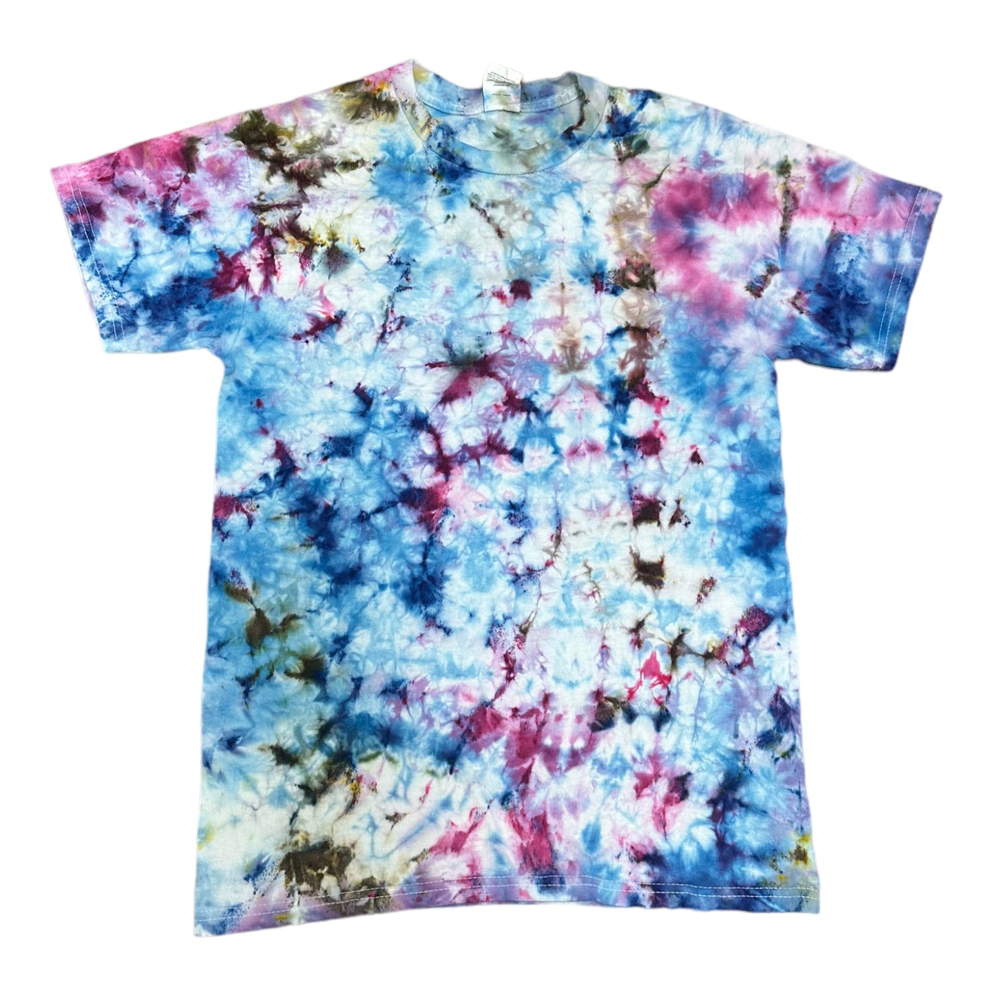 Adult Small Blue Brown and Purple Ice Dye Tie Dye Shirt