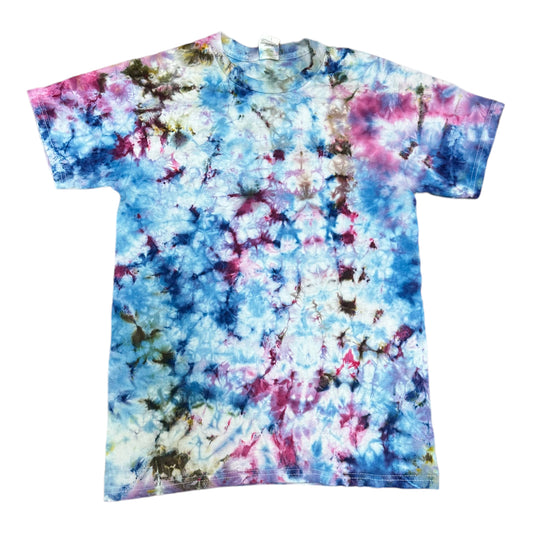 Adult Small Blue Brown and Purple Ice Dye Tie Dye Shirt