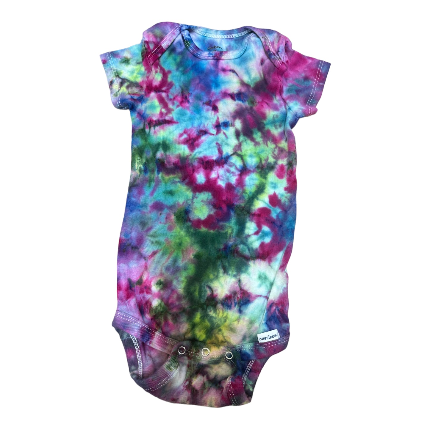 Infant 12 Months Green Blue and Purple Spiral Ice Dye Tie Dye Onesie