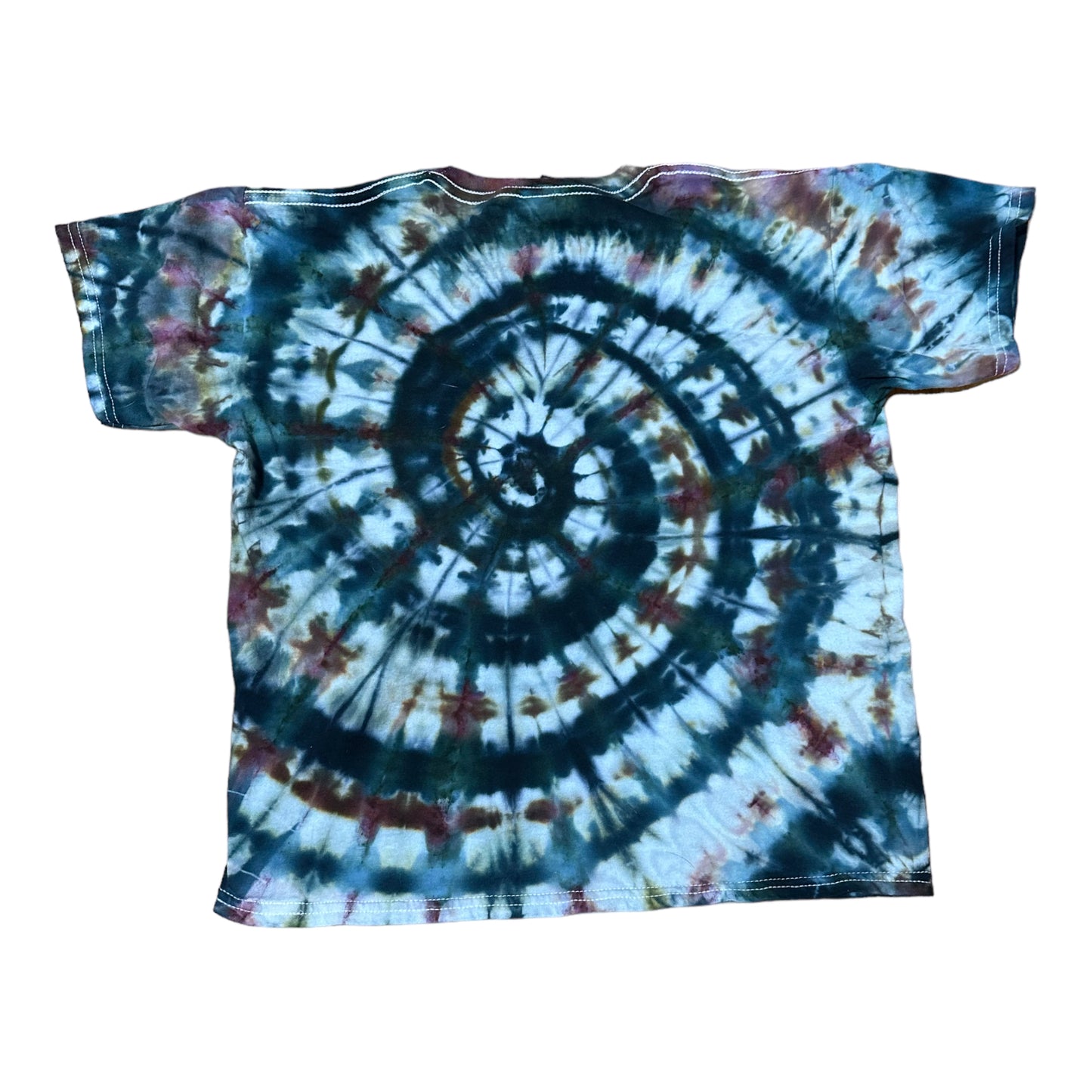 Youth Medium Black Blue and Brown Spiral Ice Dye Tie Dye Shirt