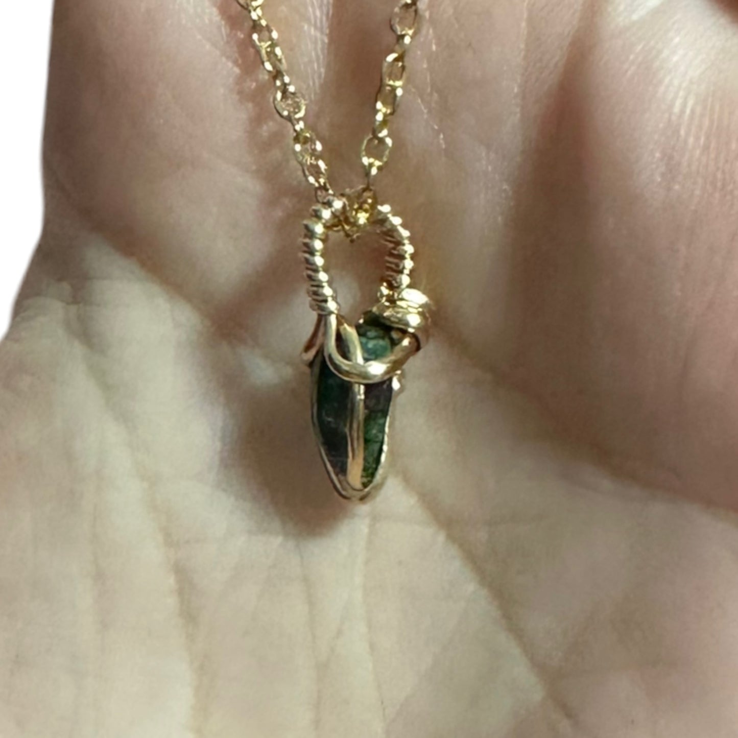 Sterling Silver | 14KT Gold Filled Mini Teardrop Ruby Zoisite Wishbone Wire Wrapped Pendant