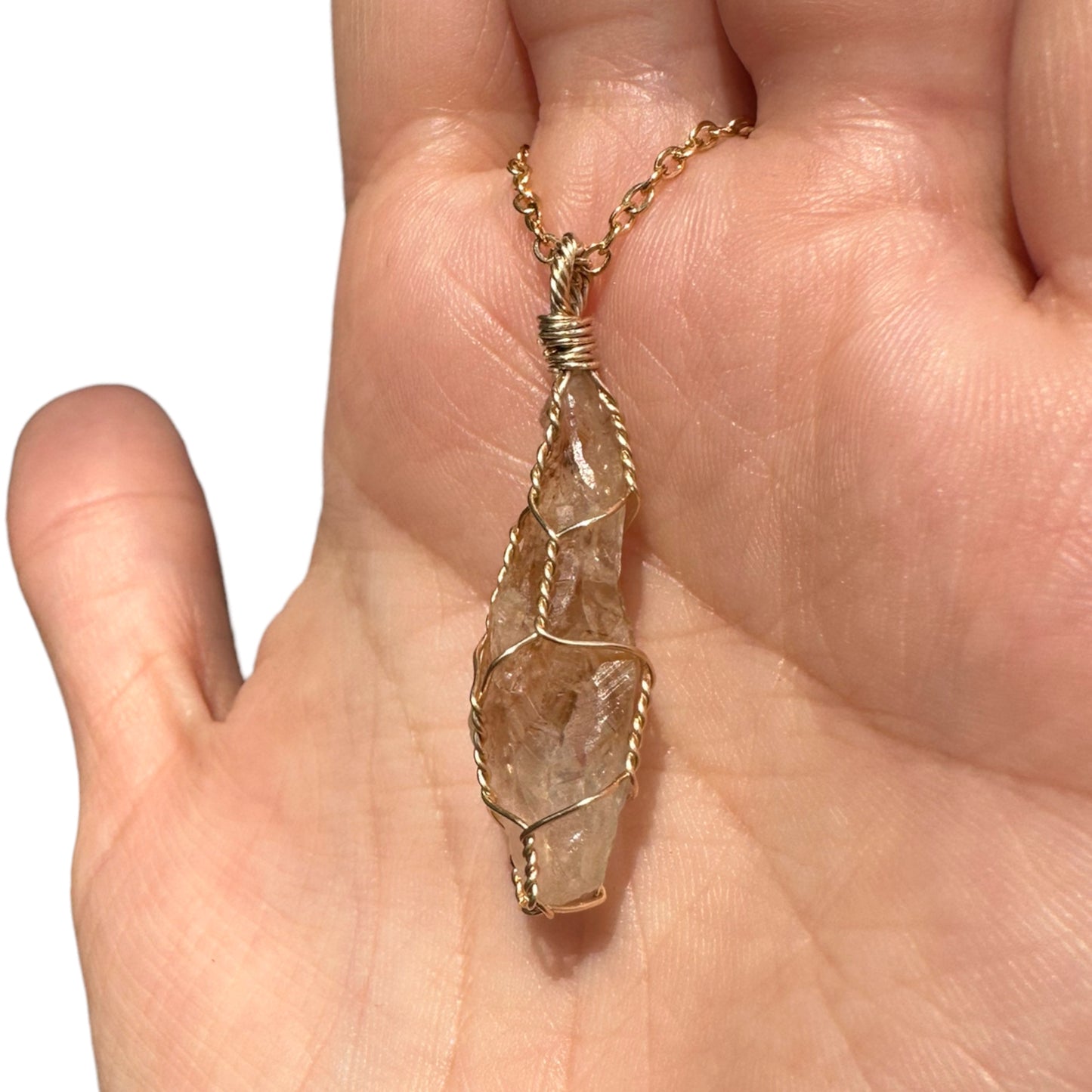 Sterling Silver | 14KT Gold Filled Wire Wrapped Raw Golden Healer Caged Pendant