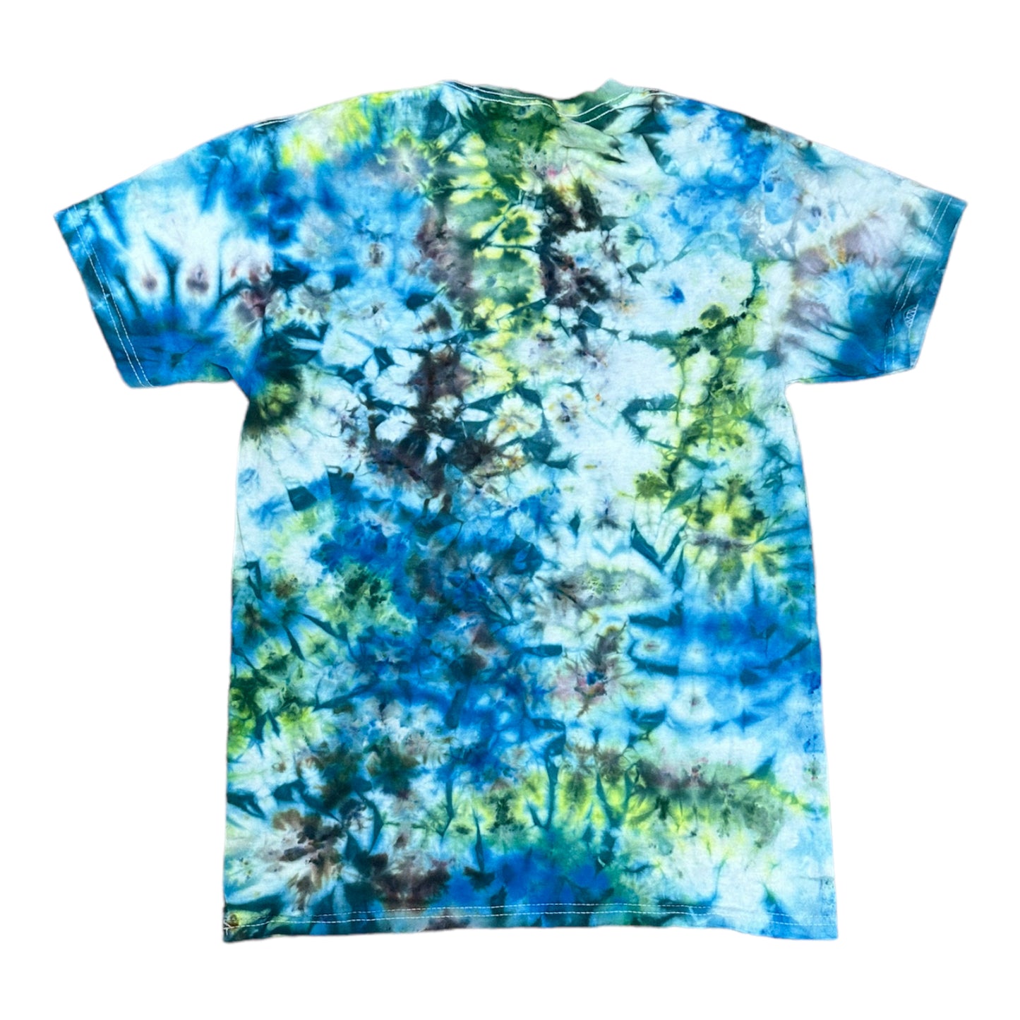 Adult Small Blue Green and Black Ice Dye Tie Dye Shirt