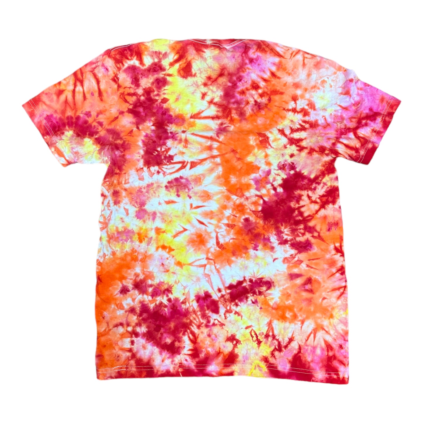 Adult Medium Red Orange and Yellow Scrunch ice Dye Tie Dye Shirt