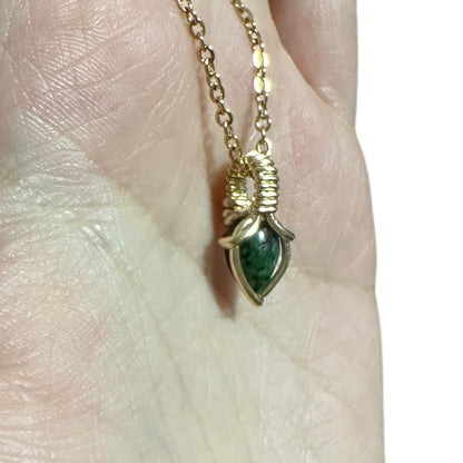 Sterling Silver | 14KT Gold Filled Mini Teardrop Ruby Zoisite Wishbone Wire Wrapped Pendant