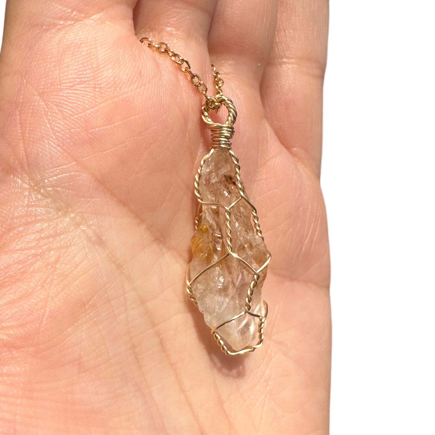 Sterling Silver | 14KT Gold Filled Wire Wrapped Raw Golden Healer Caged Pendant