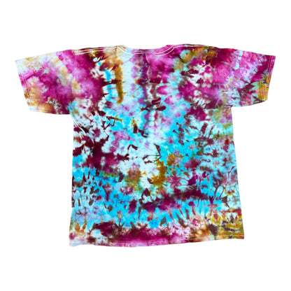 Youth XL Fuchsia Turquoise Yellow and Green Scrunch Ice Dye Tie Dye