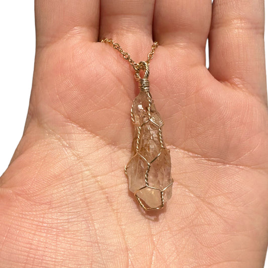 Sterling Silver | 14KT Gold Filled Wire Wrapped Raw Golden Healer Caged Pendant