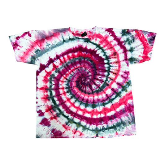 Youth Large Pink and Black Spiral Ice Dye Tie Dye Shirt