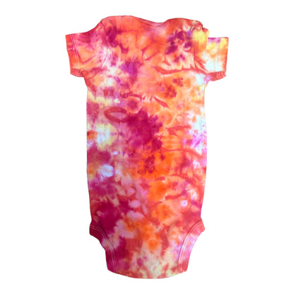 Infant 12 Months Red Orange and Yellow Scrunch Ice Dye Tie Dye Onesie