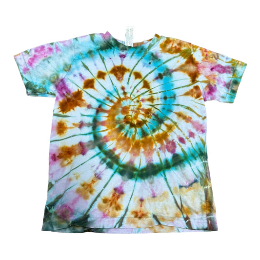 Toddler 3T Blue Green Golden Yellow and Purple Spiral Ice Dye Tie Dye Shirt