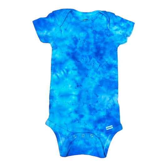 Infant 18 Months Blue Hues Scrunch Ice Dye Tie Dye Onesie*