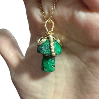 Sterling Silver | 14KT Gold Filled Ruby Zoisite Wire Wrapped Crystal Pendant