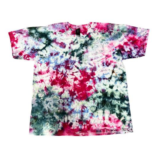 Youth Large Pink and Black Scrunch Ice Dye Tie Dye Shirt