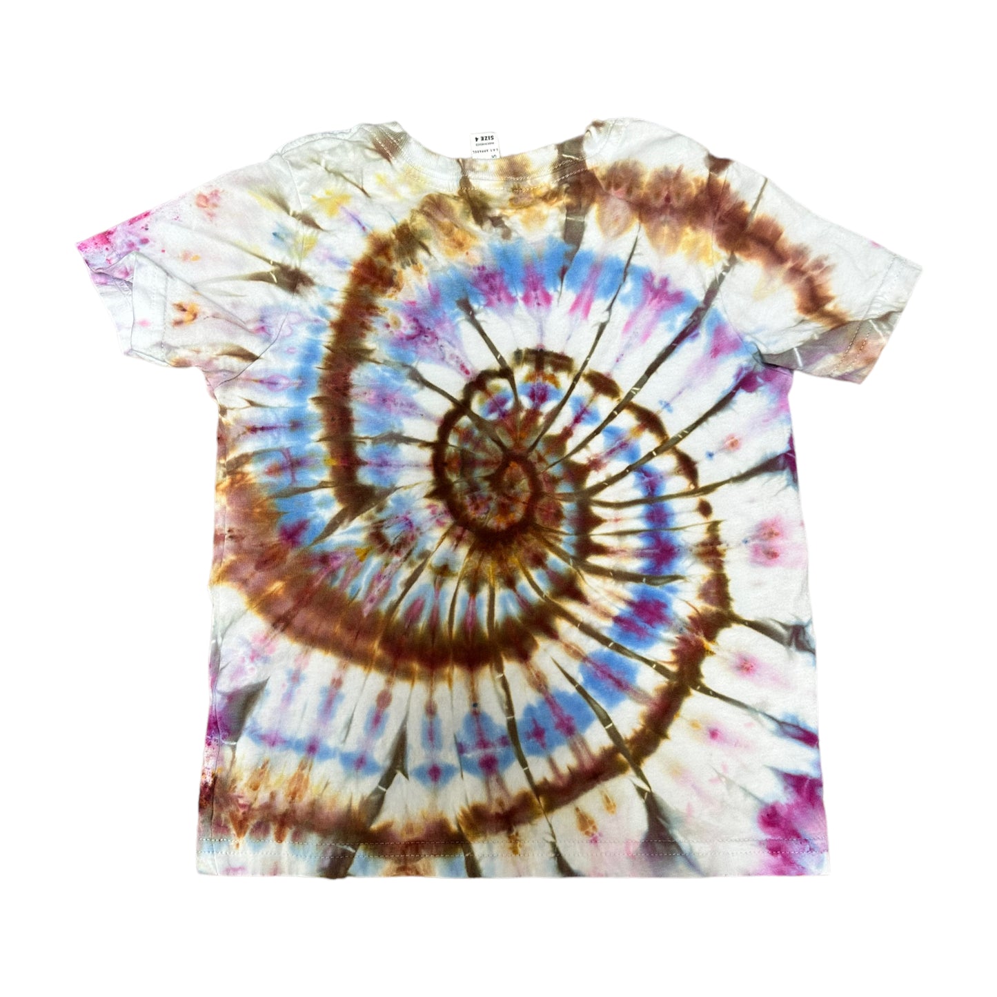 Toddler 4T Brown Blue and Purple Spiral Ice Dye Tie Dye Shirt