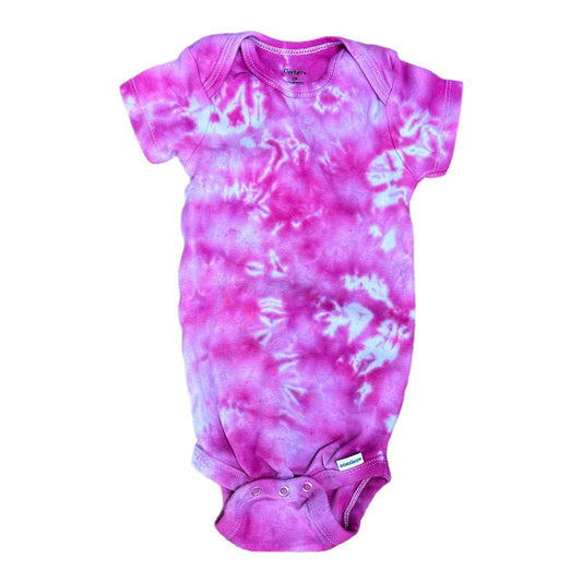 Infant 12 Months Pink Scrunch Ice Dye Tie Dye Onesie