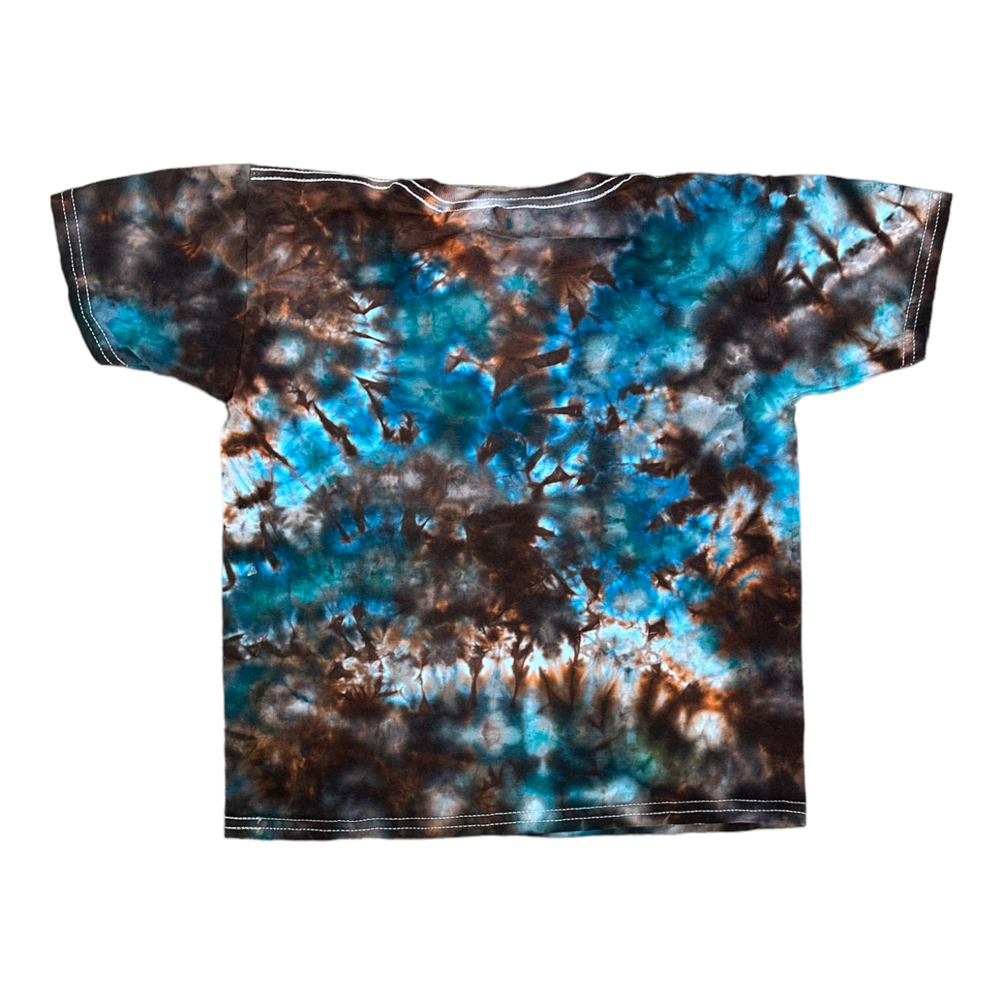 Youth Small Brown Orange and Blue Scrunch Ice Dye Tie Dye