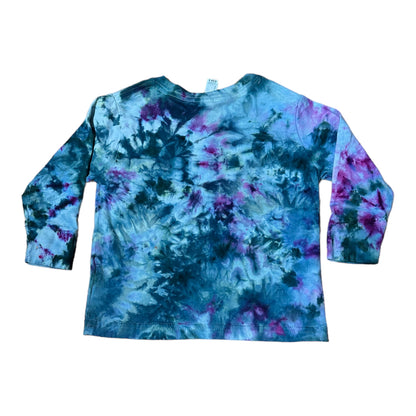 Toddler 2T Navy Blue and Purple Scrunch Ice Dye Tie Dye Long Sleeve Shirt