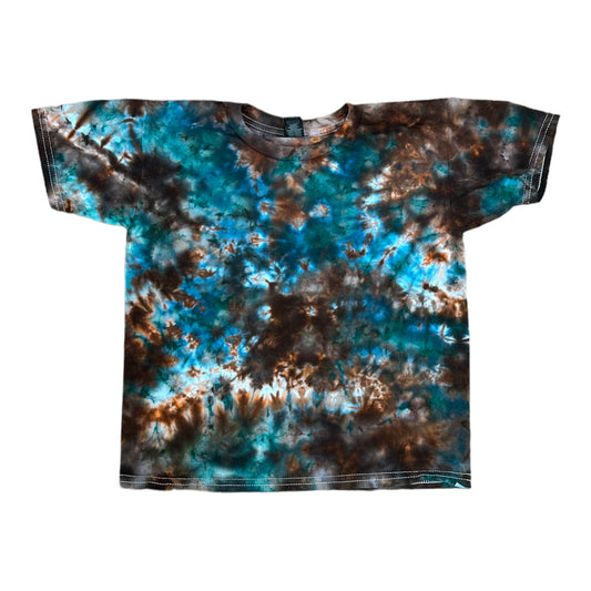Youth Small Brown Orange and Blue Scrunch Ice Dye Tie Dye