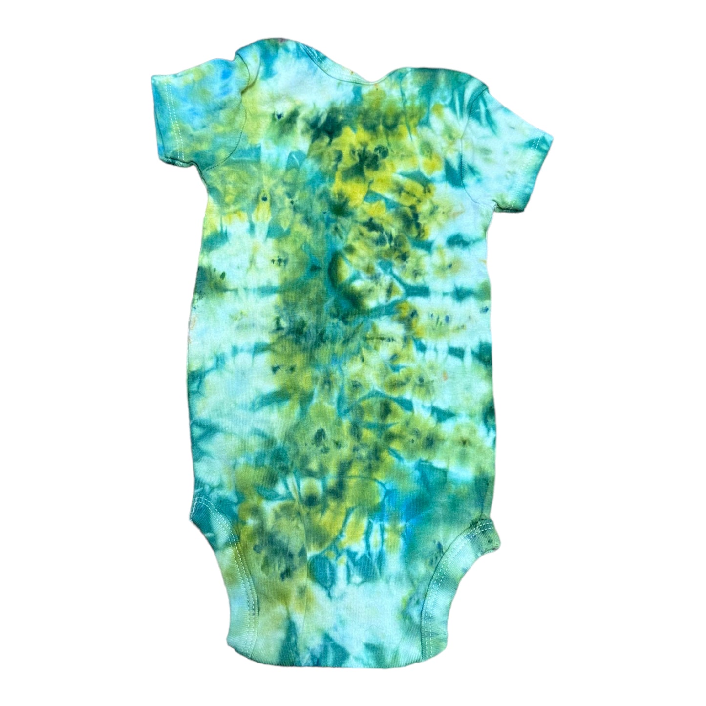 Infant 6-9 Months Green Hues Scrunch Ice Dye Tie Dye Onesie