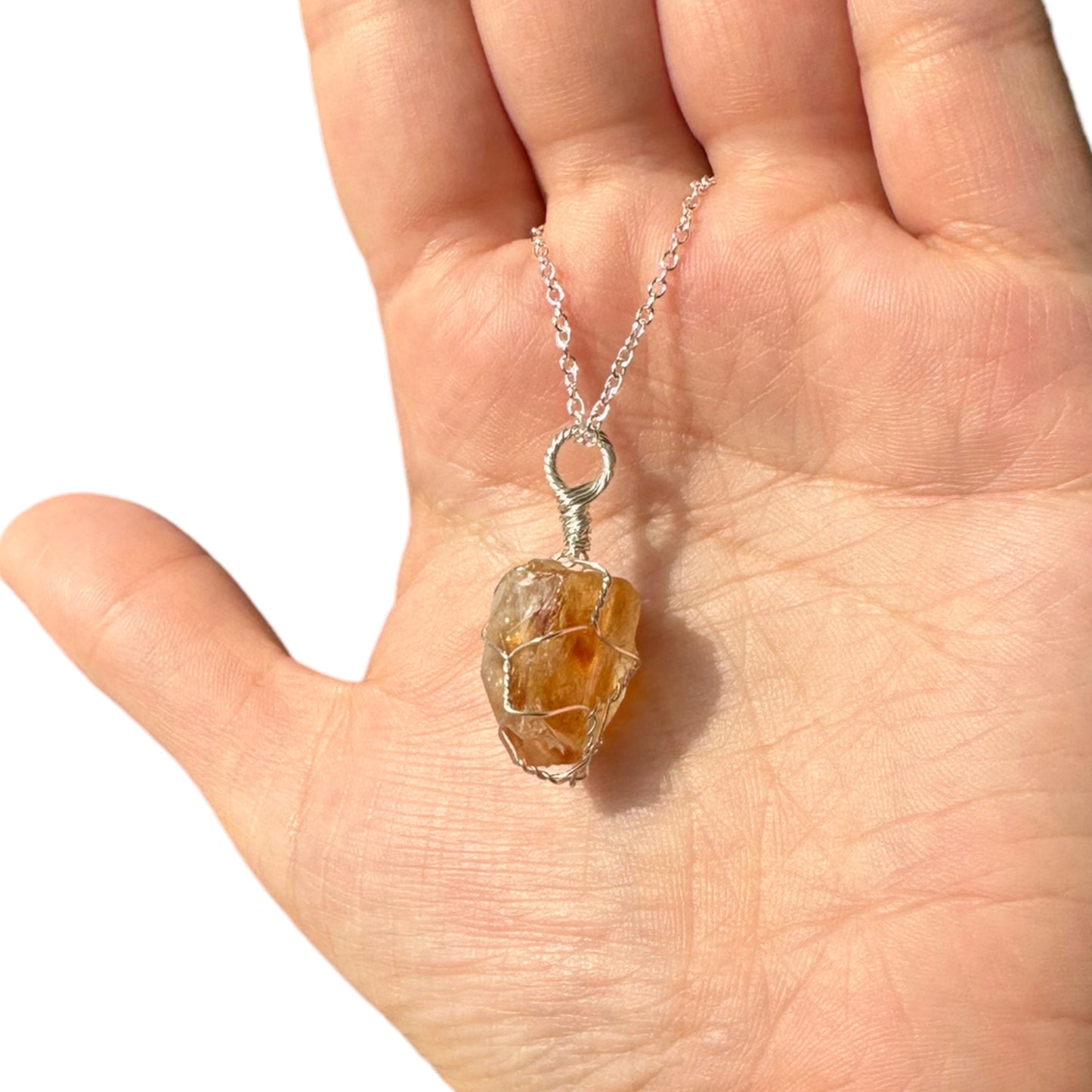 Sterling Silver | 14KT Gold Filled Wire Wrapped Raw Citrine Caged Pendant