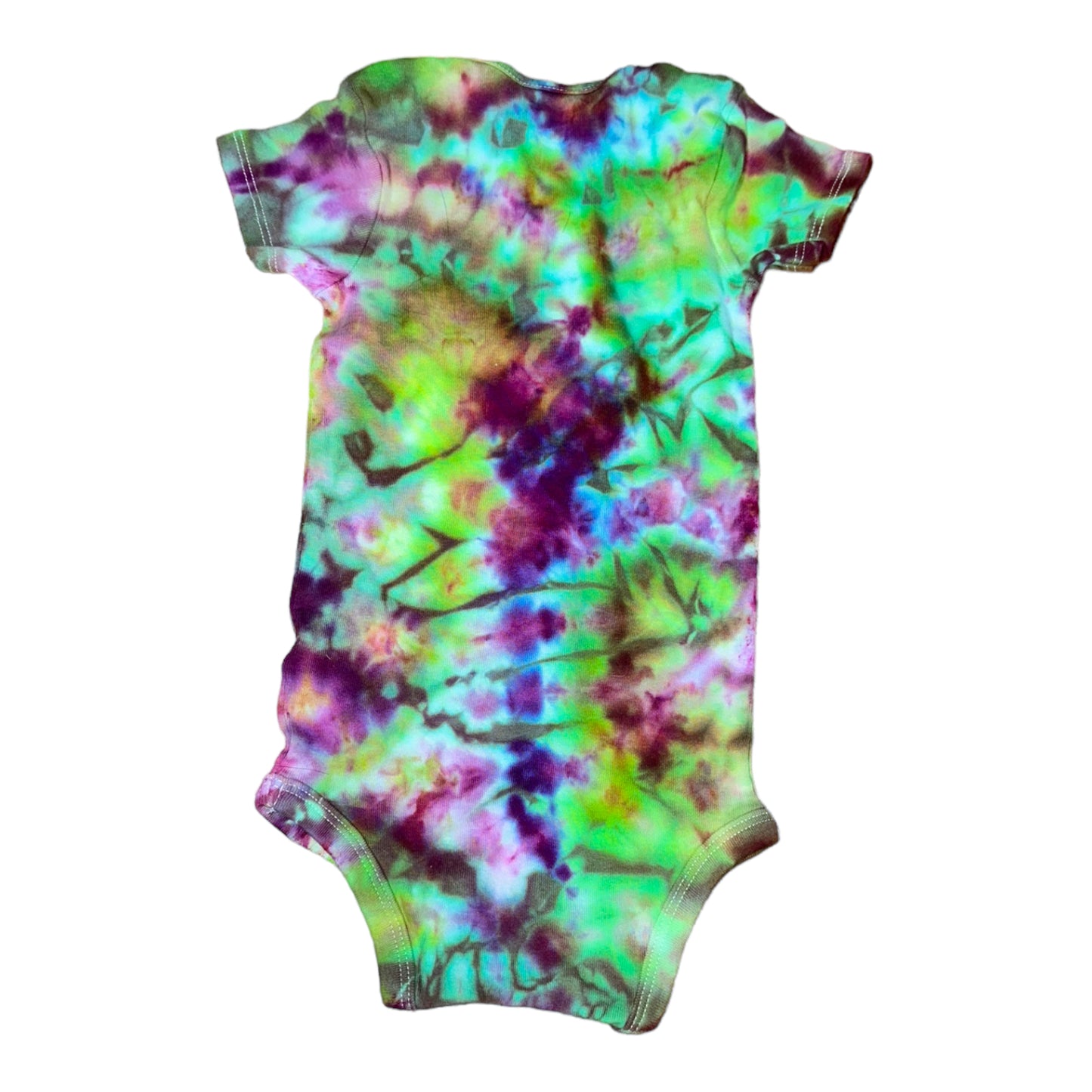 Infant 18 Months Purple Blue Green and Yellow Scrunch Ice Dye Tie Dye Onesie*