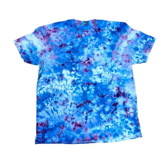 Adult 2XL Blue and Purple Scrunch Ice Dye Tie Dye Shirt