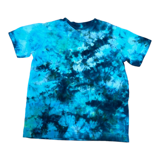 Toddler 3T Turquoise Blue Green and Navy Blue Ice Dye Tie Dye Shirt