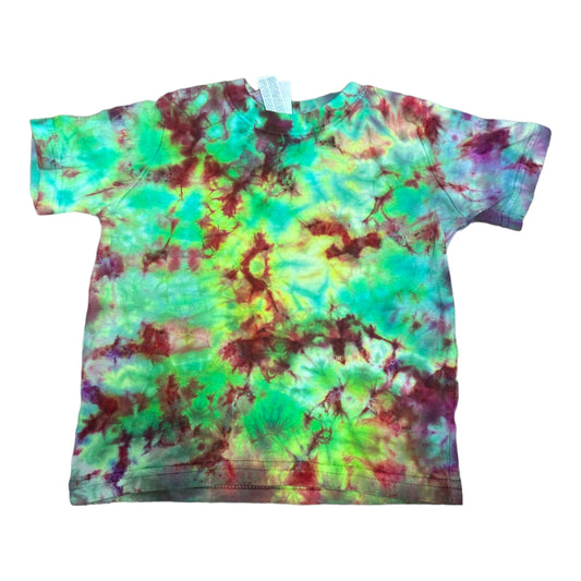 Toddler 2T Hot Pink Blue Green and Yellow Scrunch Ice Dye Tie Dye Shirt
