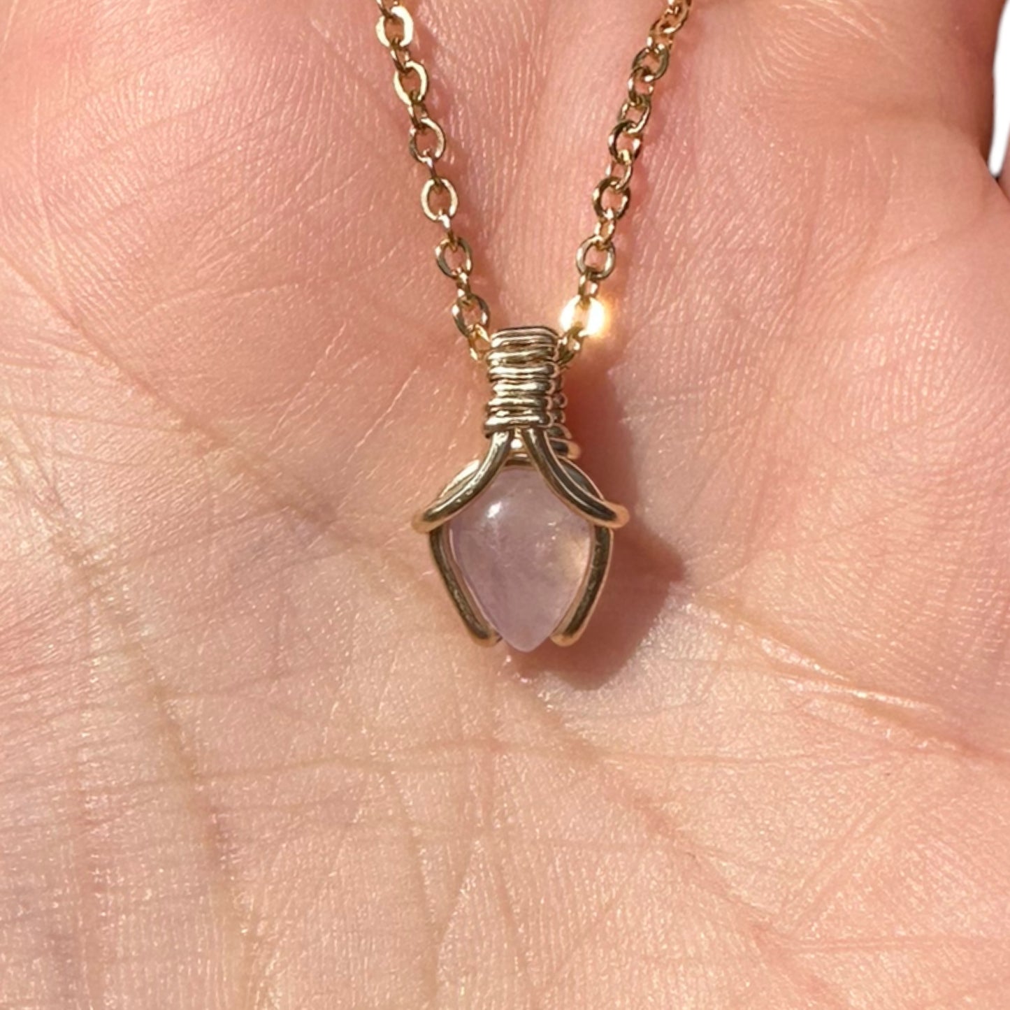 Sterling Silver | 14KT Gold Filled Mini Teardrop Amethyst Wishbone Wire Wrapped Pendant