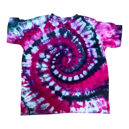 Toddler 2T Hot Pink and Black Spiral Ice Dye Tie Dye Shirt