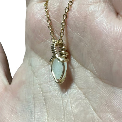 Sterling Silver | 14KT Gold Filled Mini Teardrop Clear Quartz Wishbone Wire Wrapped Pendant