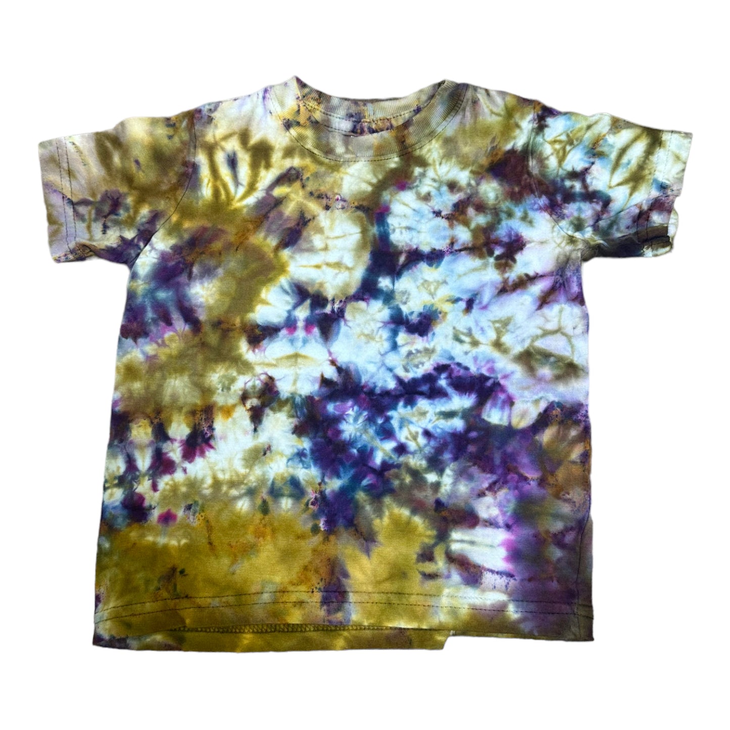 Toddler 2T Black Moss Green Blue and Purple Scrunch Ice Dye Tie Dye Shirt