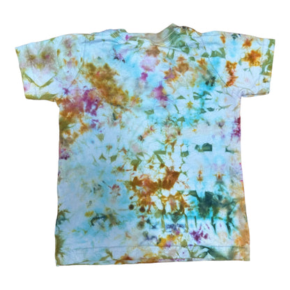 Toddler 2T Baby Blue Golden Yellow Blue and Green Scrunch Ice Dye Tie Dye Shirt