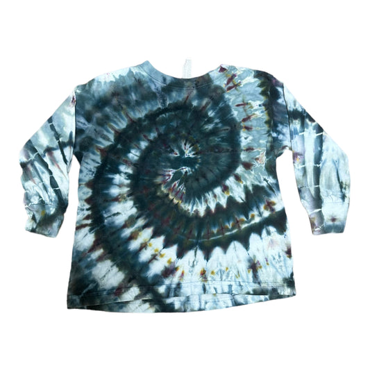 Toddler 3T Black Blue and Gray Spiral Ice Dye Tie Dye Long Sleeve Shirt