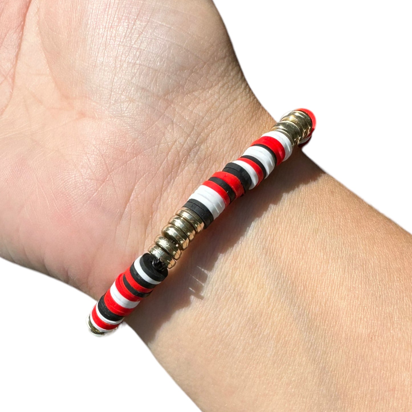 Silver | Gold Accent Husker Polymer Clay Elastic Surfer Bracelet