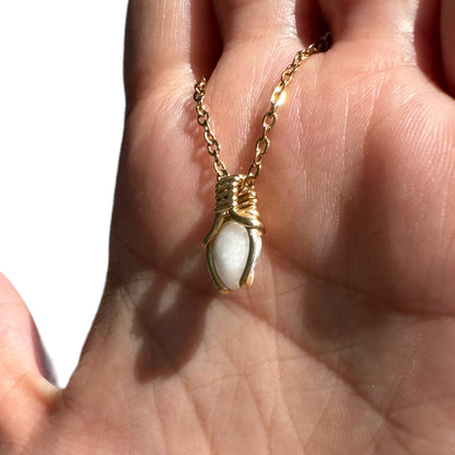 Sterling Silver | 14KT Gold Filled Mini Teardrop Howlite Wishbone Wire Wrapped Pendant