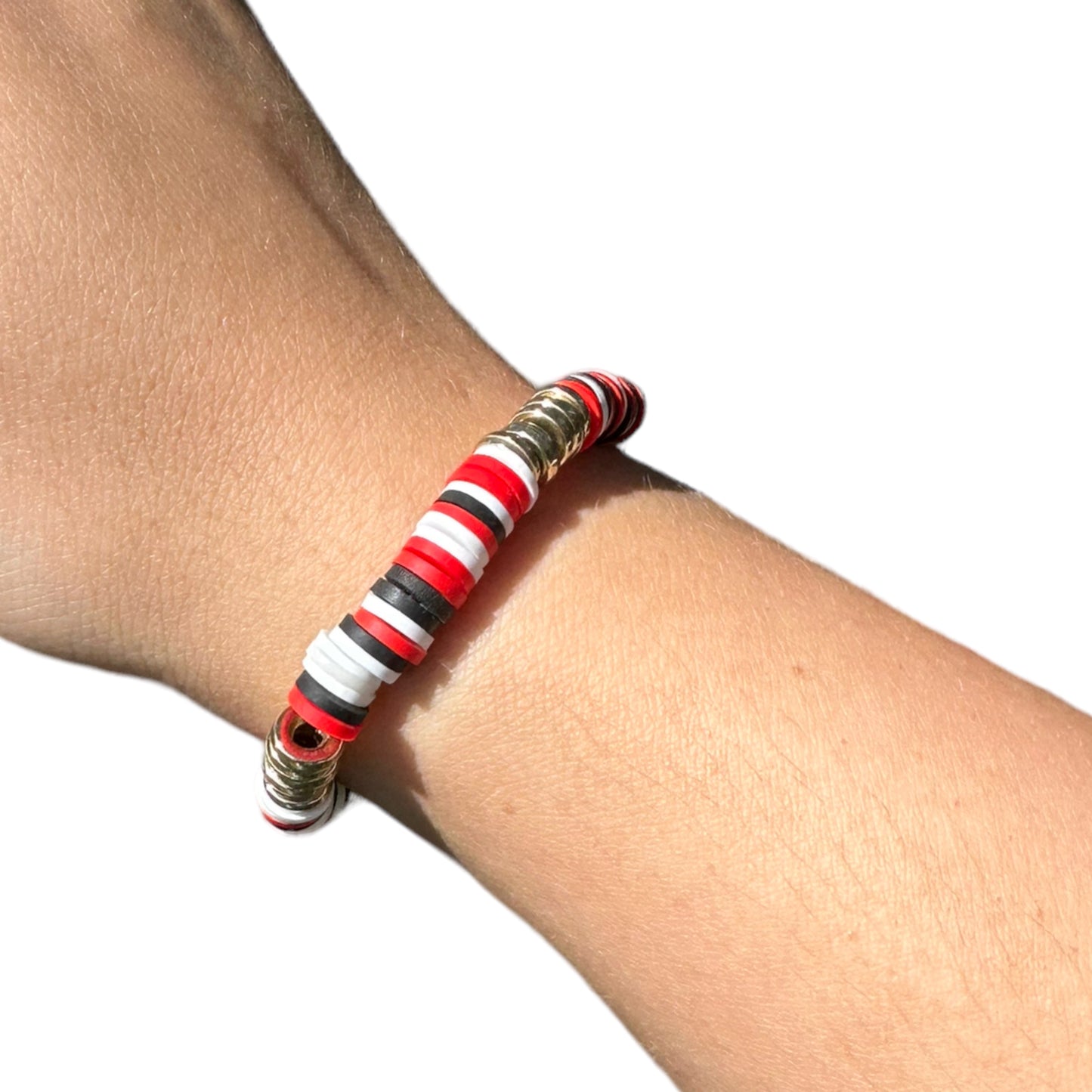 Silver | Gold Accent Husker Polymer Clay Elastic Surfer Bracelet