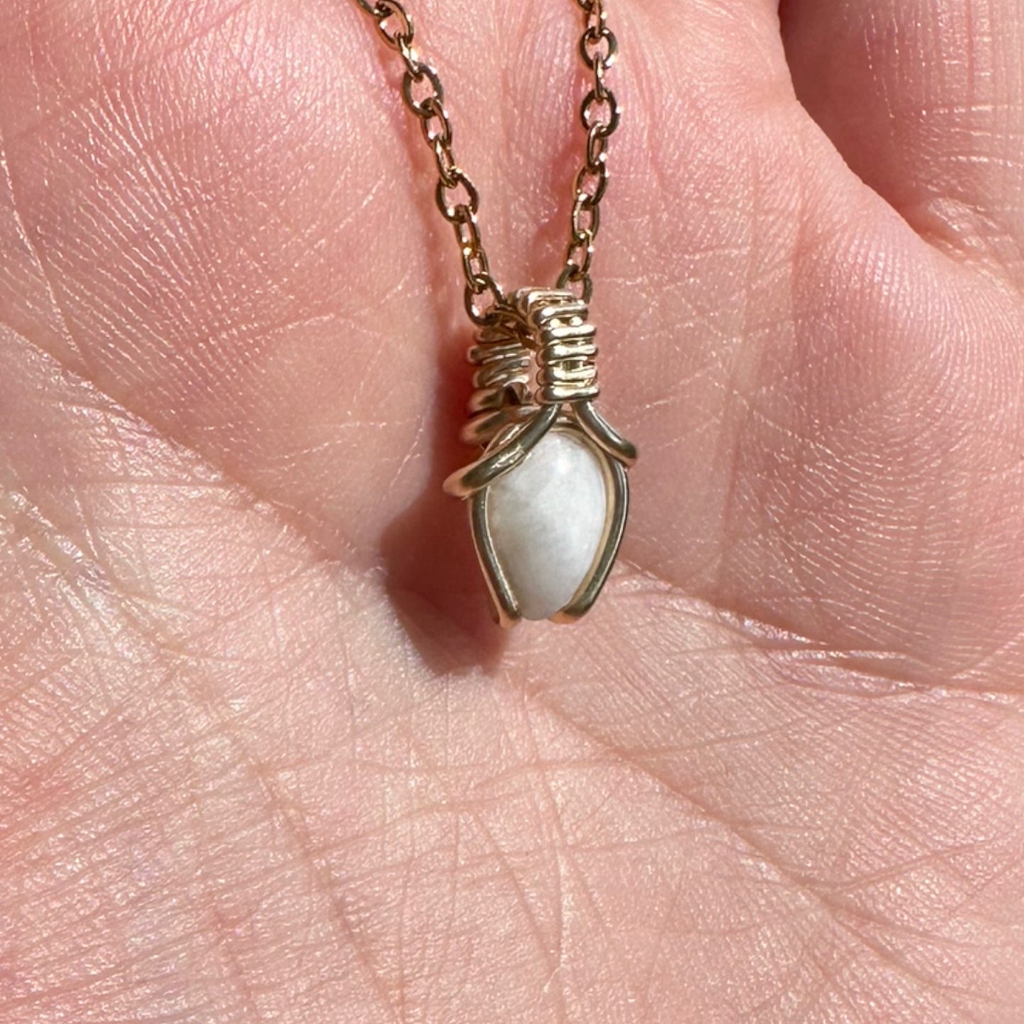 Sterling Silver | 14KT Gold Filled Mini Teardrop Howlite Wishbone Wire Wrapped Pendant