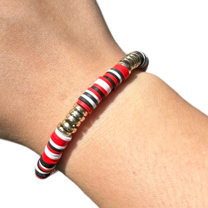 Silver | Gold Accent Husker Polymer Clay Elastic Surfer Bracelet