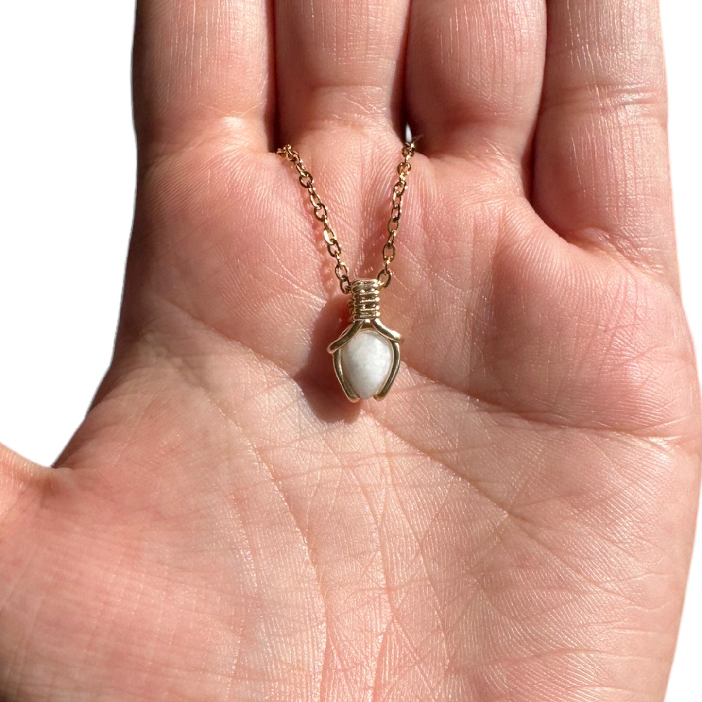 Sterling Silver | 14KT Gold Filled Mini Teardrop Howlite Wishbone Wire Wrapped Pendant