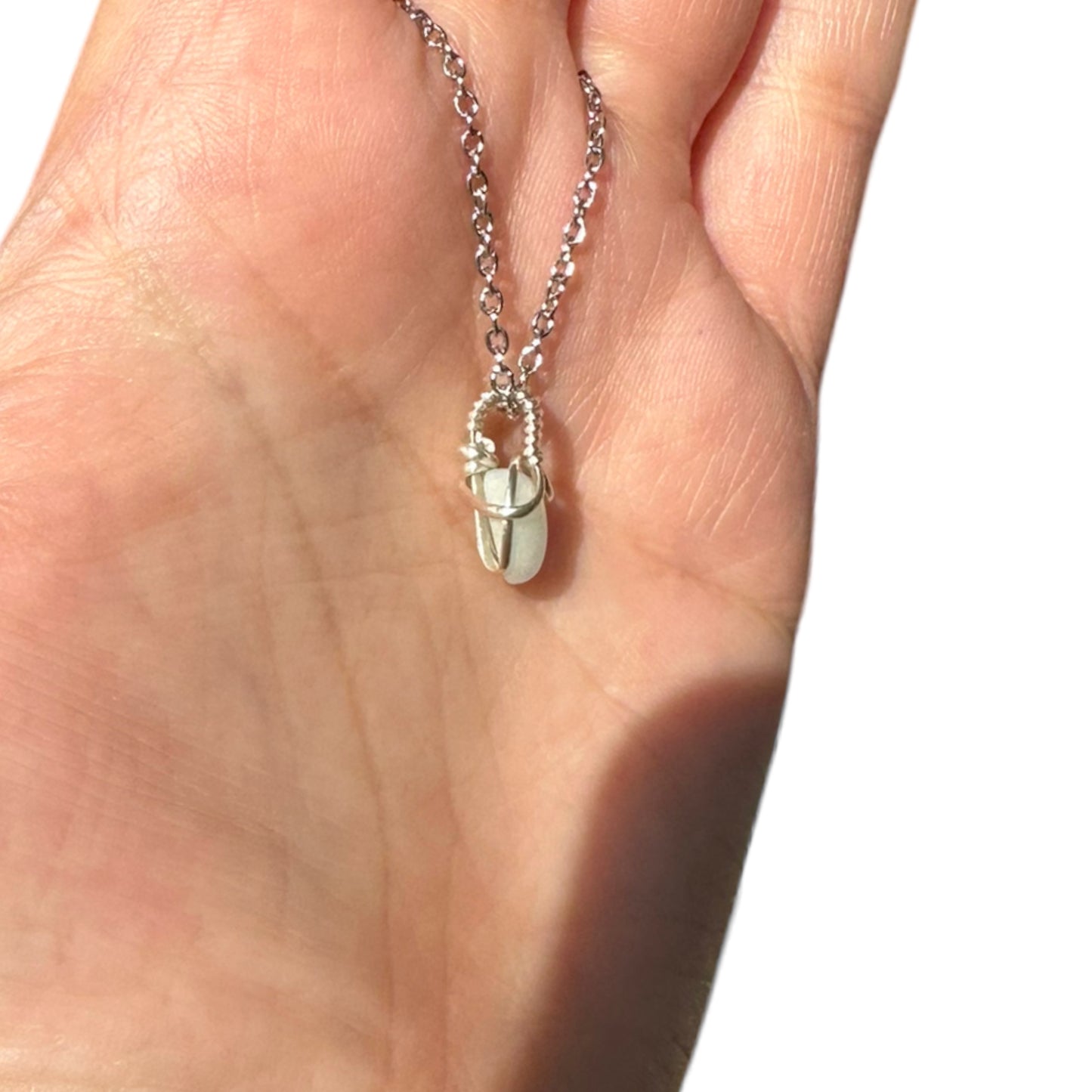 Sterling Silver | 14KT Gold Filled Mini Teardrop Amazonite Wishbone Wire Wrapped Pendant