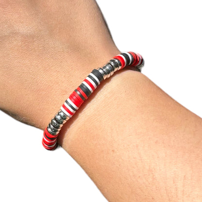 Silver | Gold Accent Husker Polymer Clay Elastic Surfer Bracelet