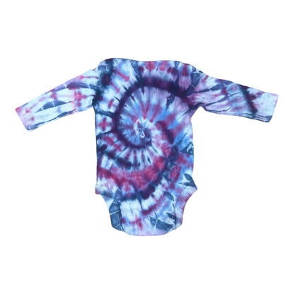 Infant 0-3 Months Purple Hues Spiral Ice Dye Tie Dye Long sleeve Onesie