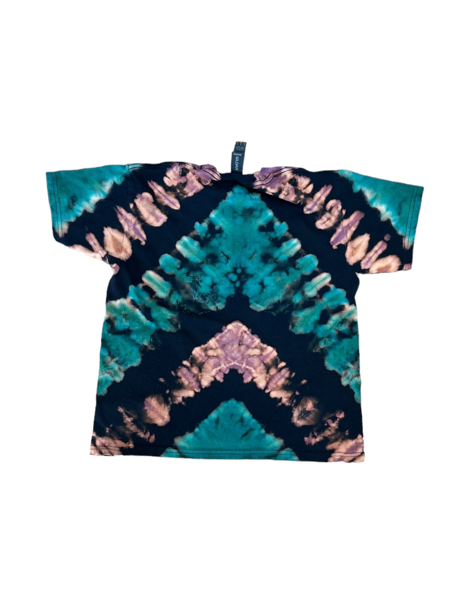 Youth Medium Pink Purple and Blue Arrow V Reverse Tie Dye Shirt