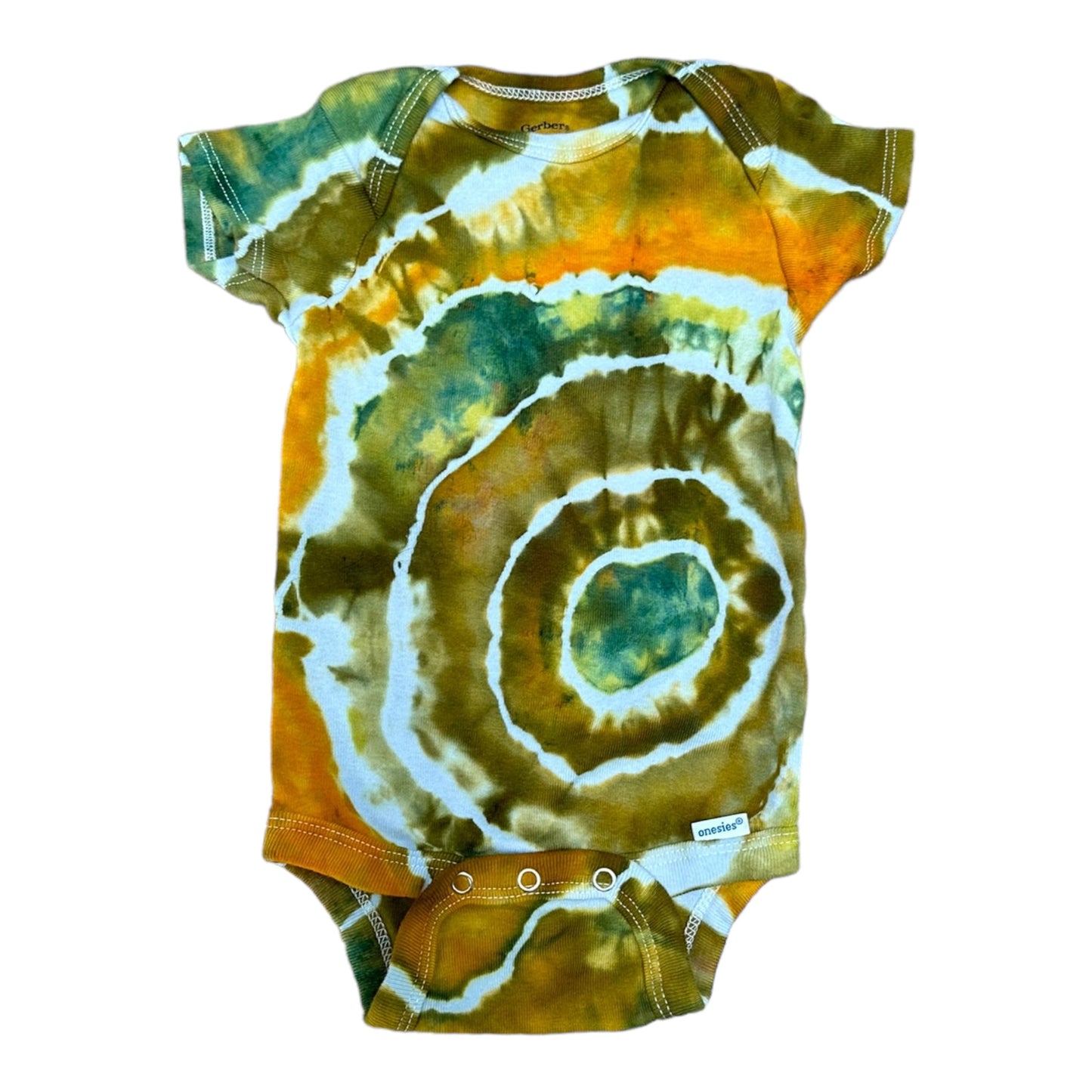 Infant 3-6 Months Green Golden Yellow Geode Ice Dye Tie Dye Onesie