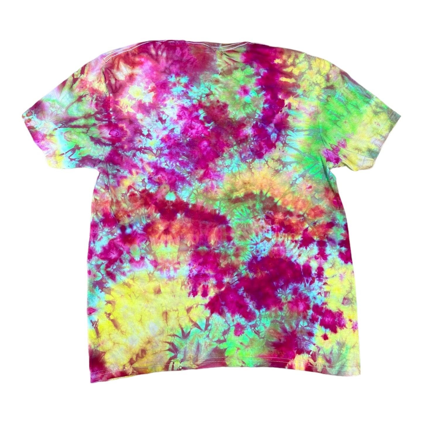 Adult Large Purple Blue Green and Yellow Scrunch Ice Dye Tie Dye Shirt