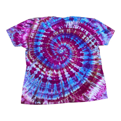 Adult 4XL Blue Maroon and Purple Spiral Ice Dye Tie Dye Shirt