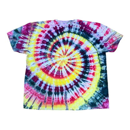 Adult 4XL Black Yellow Pink and Purple Spiral Ice Dye Tie Dye Shirt